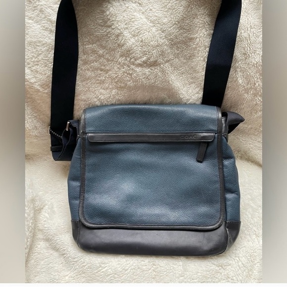 Coach Other - Coach Camden blue leather map crossbody bag black leather accents coach zip tab